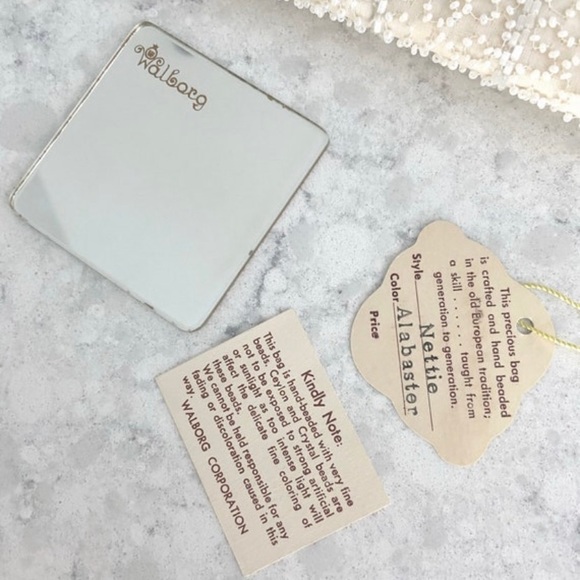 Vintage 1950s Walborg ivory beaded envelope evening clutch handmade in Belgium - Picture 8 of 10